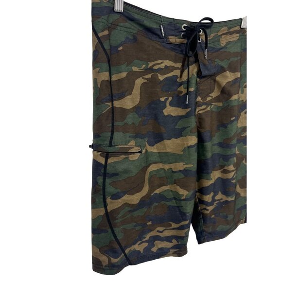 ONeill Hyperfreak Camo Board Shorts Men 32 -Elastic Waist Velcro Pocket Swim EUC - Picture 4 of 9